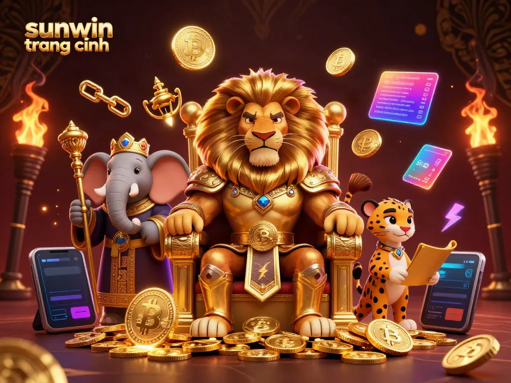 Experience the excitement of sunwin trang chính with this vibrant casino-themed scene