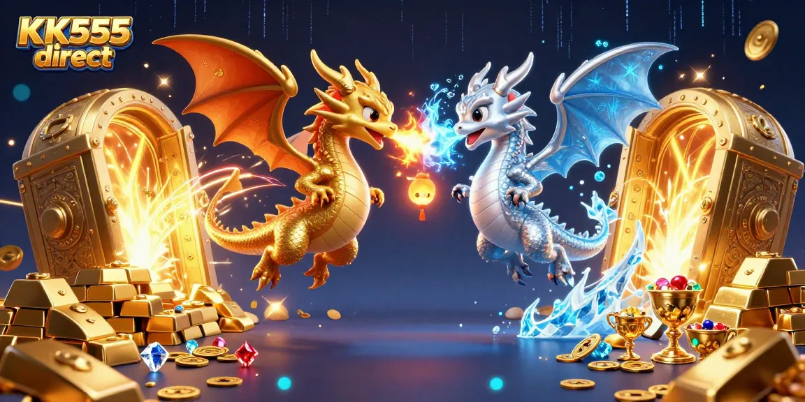 Experience the thrill of KK555 direct with dazzling dragons, treasures, and casino charm.
