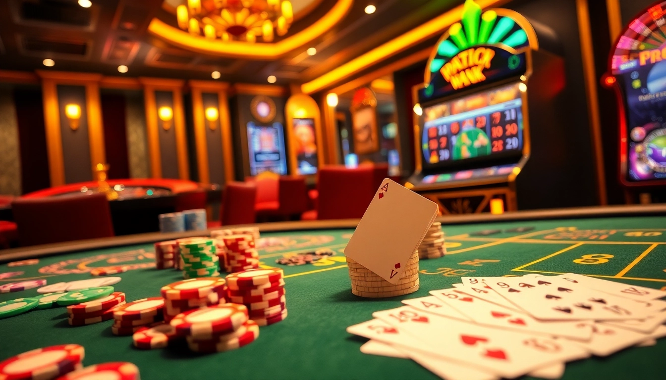 Experience the excitement of hay88 with vibrant casino elements like poker chips and roulette wheels.