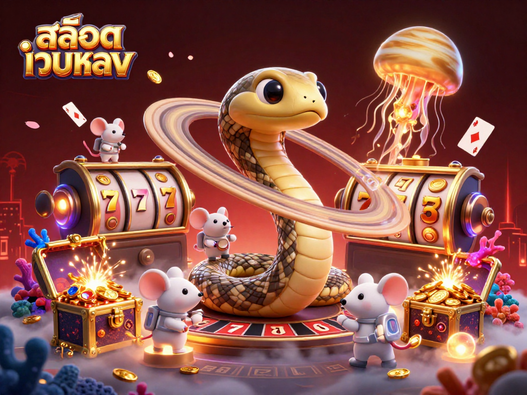 Engage with สล็อตเว็บตรง in a vibrant 3D casino-themed illustration of a unique cosmic betting scene.