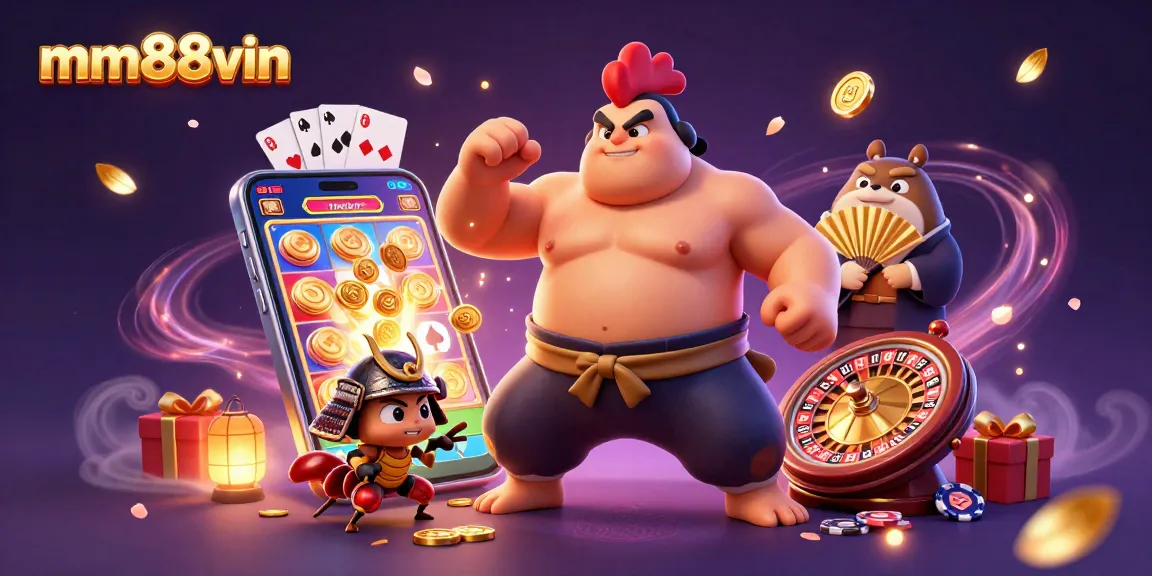 Experience thrilling gaming action with mm88vin featuring a powerful sumo rooster, fierce samurai cricket, and tanuki announcer.