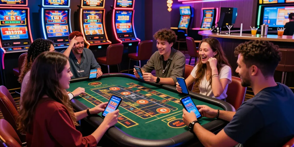 Credit card casino scene with players enjoying games at fimltd.co.uk, vibrant atmosphere and engaging interactions.