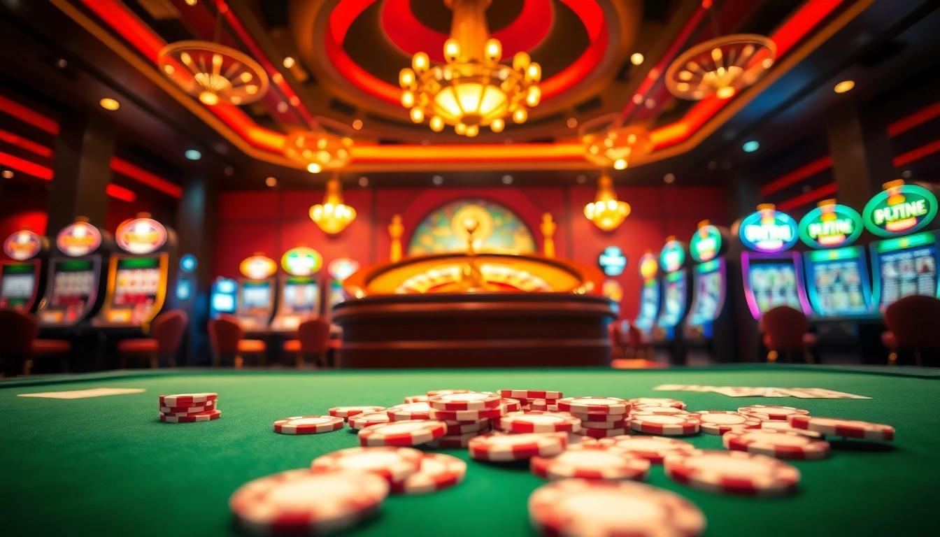 Experience the thrill of 79king in a vibrant casino with roulette and poker tables.