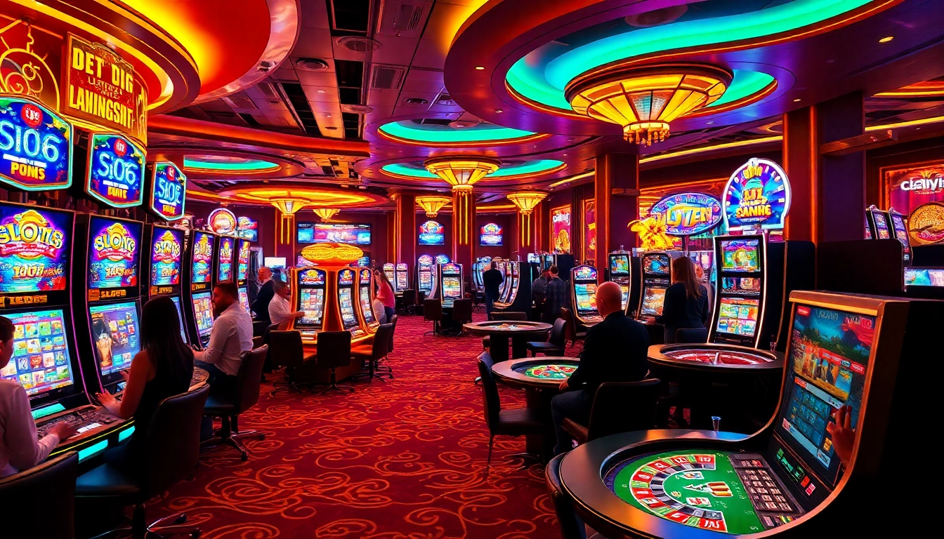 Experience the thrill of slot88 at a luxurious casino with vibrant slot machines and engaging gameplay.
