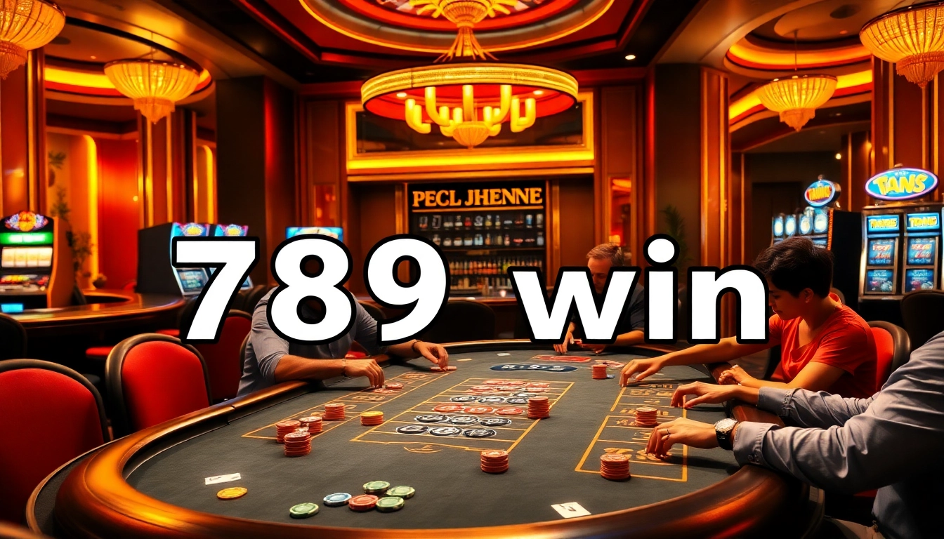 Exciting moment at the poker table with 789 win theme displayed in a luxurious casino setting.