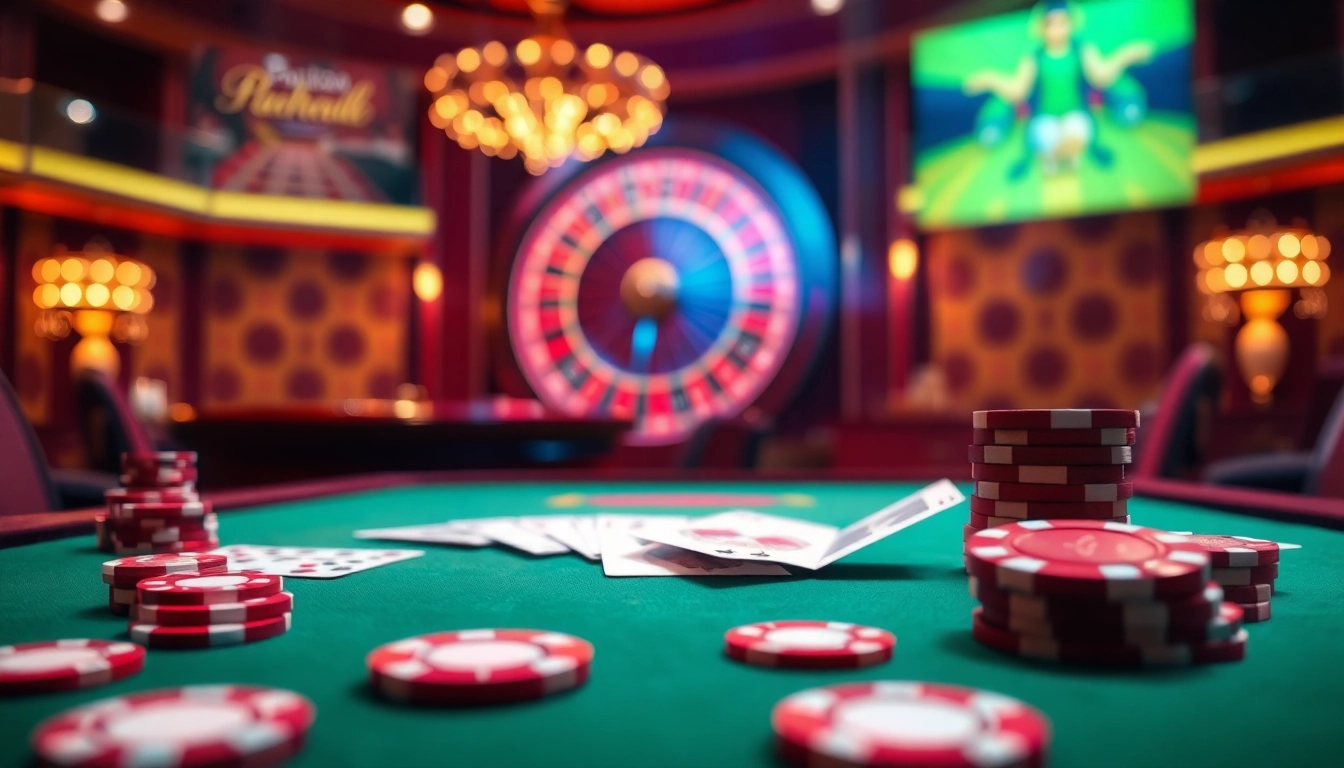 Experience the thrill of gaming at pahala4d with vibrant poker chips and cards on a luxury table.