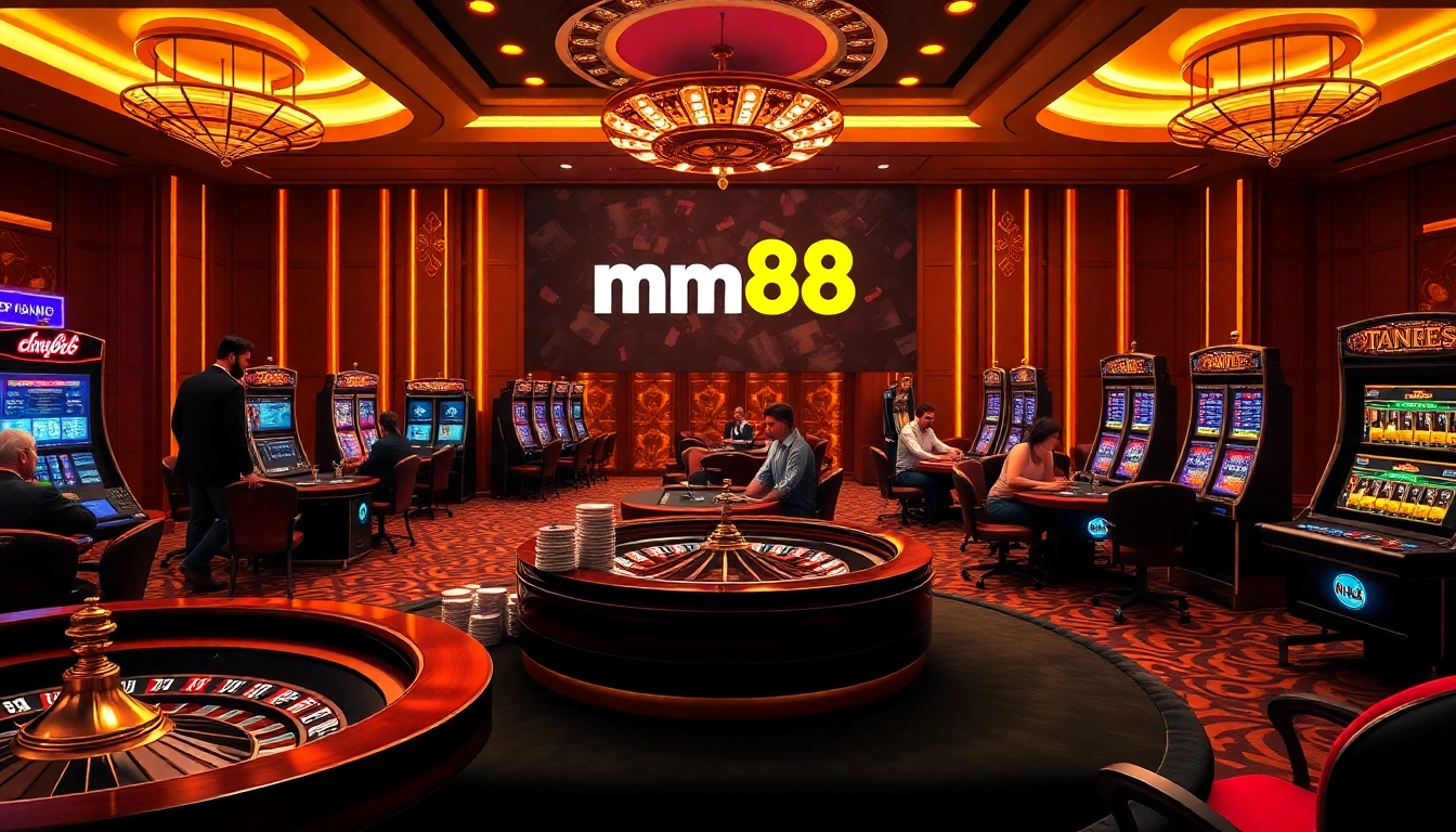 Engage in exciting mm88 online gaming with vibrant casino scenes and thrilling action.