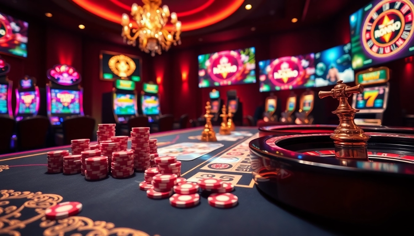 Experience thrilling online gambling with https://mb668.co/ showcasing luxurious casino elements like poker chips and slot machines.