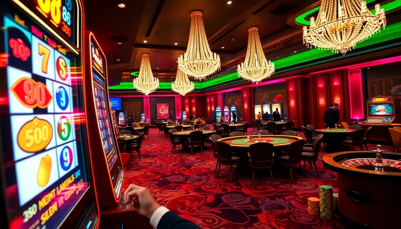 Play the exciting slot88 machine in a vibrant casino atmosphere filled with action.