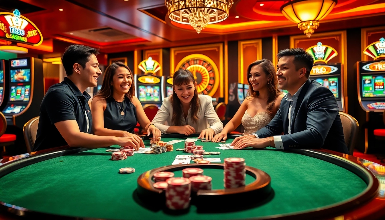 Engaging gameplay at TR88 CASINO with vibrant chips and professional dealers at a luxury table.
